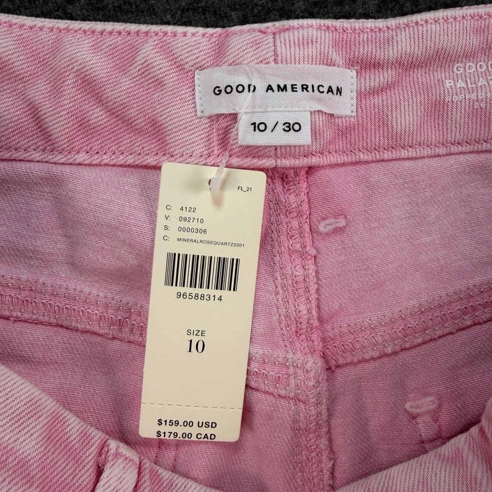 Good American Good Waist Palazzo Crop Jeans Pink Mineral Rose Quartz Size 10/30 - Picture 5 of 11